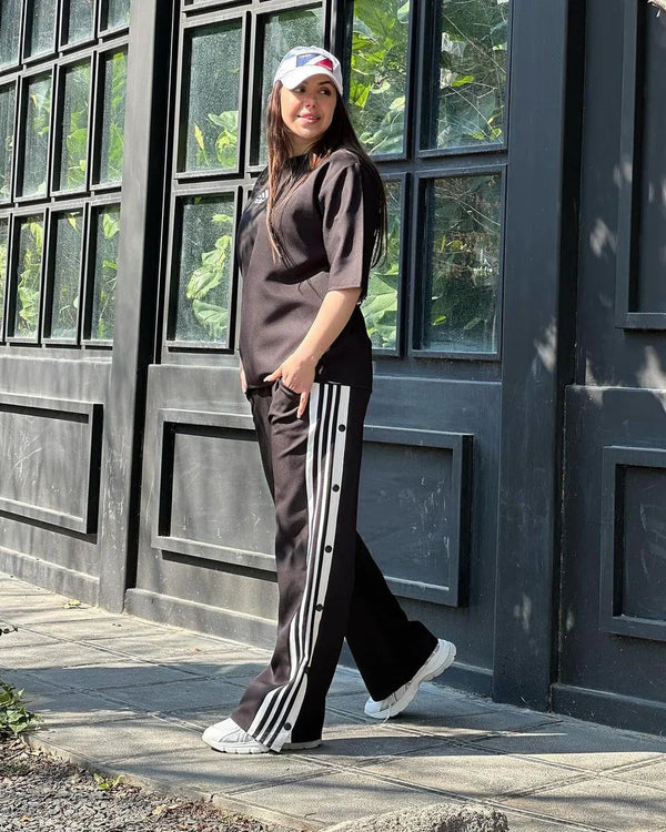 Ch # 416 Side Stripes T Shirt And Jogger Pant